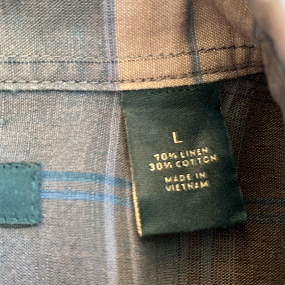 PERRY ELLIS LINEN/COTTON Blend Short-Sleeve Dress Shirt Size L - Picture 3 of 6